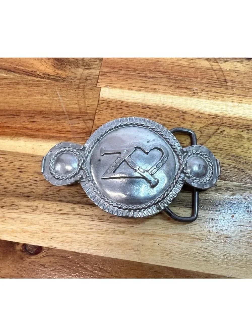 Vintage Belt Buckle, pewter, embossed, western, boho, cowboy, western
